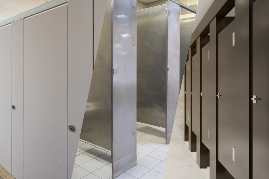 Toilet Partitions Guide Solid Surface vs. Stainless Steel vs. HDPE